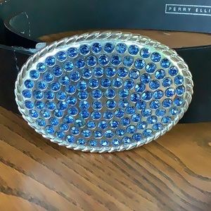 Vintage Perry Ellis belt with blue crystal buckle